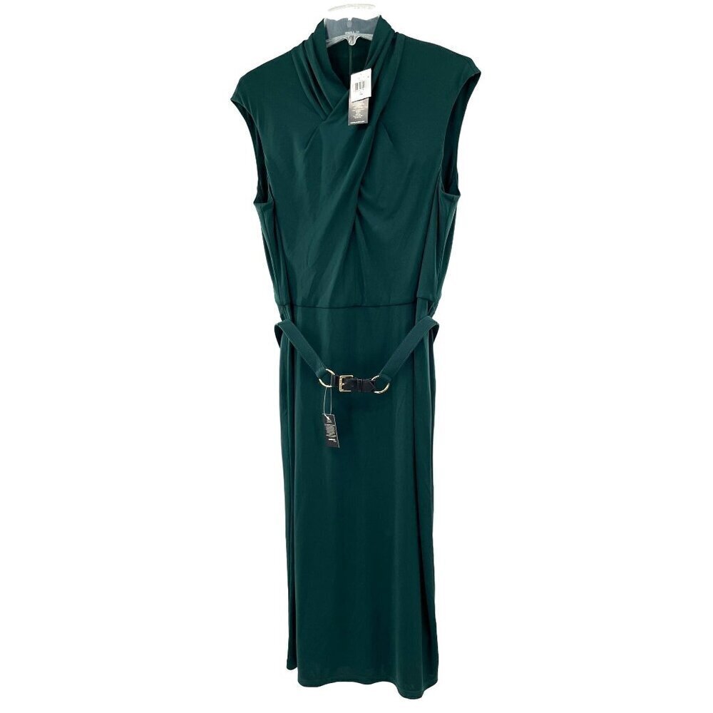 Lauren Ralph Lauren‎ Black Label Women's Green Sleeveless Belted Dress Size 14